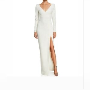 LIKELY -LEANDRA V-NECK LONG SLEEVE COLUMN GOWN W/THING-SLIT-NWT  SIZE 6